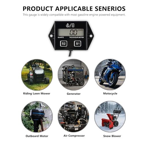 Runleader Digital Hour Meter Tachometer, Maintenance Reminder, Battery Replaceable, Automatically Shutdown, Use for ZTR Lawn Mower Tractor Generator Marine Snowmobile. in Saudi Arabia