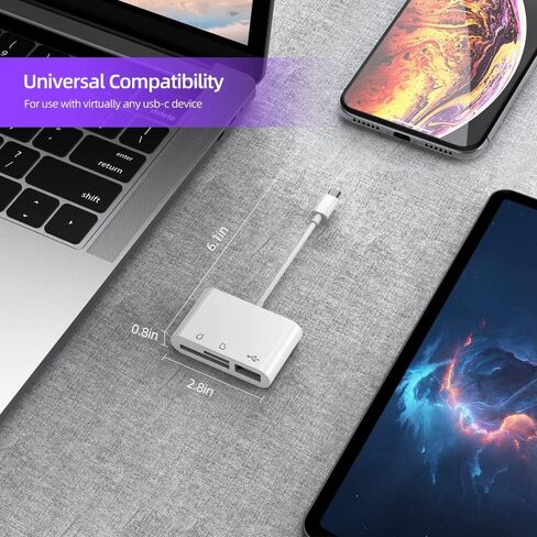 3-in-1 USB-C SD Card Reader for Mac, with SD, TF, and USB Port, High-Speed Data Transfer in Kuwait