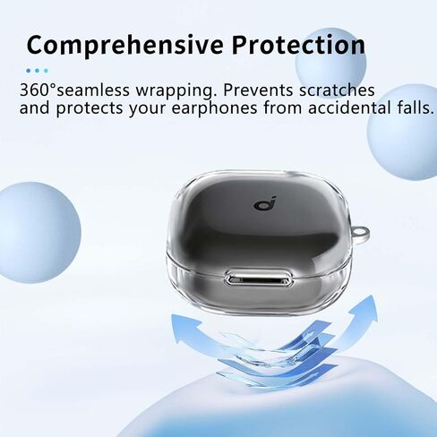 for Anker Soundcore P31i Case Cover,NOUKAJU Earphone Protective Case (with Carabiner + Lanyard + Cleaning Pen) Drop-Proof,Scratch-Proof,Protective Cover for Soundcore P31i(Clear) in Kuwait