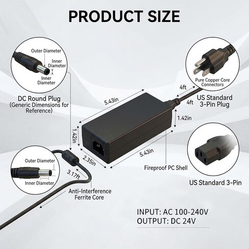 محول طاقة 24 فولت لنظام المواد الأوتوماتيكي Bambu Lab AMS 2 Pro، متوافق تمامًا مع ADS-96HLA-19-1 24096E شاحن سلك إمداد الطاقة PSU in Kuwait