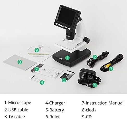 Microscope Kit LED Illuminated Industrial Stereomicroscopio, USB HD Electron Microscope Microscope Slides in Kuwait