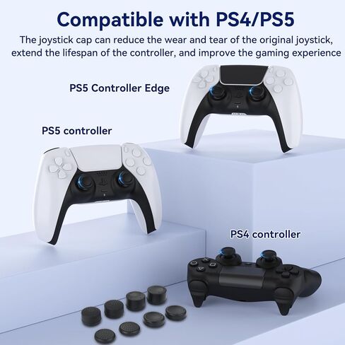 أغطية قبضة بديلة لعصا التحكم ELUTENG لجهاز تحكم PS4/PS5 8 قطع مضادة للانزلاق ومضادة للالتصاق ومضادة للخدش، أغطية عصا التحكم لوحدة تحكم عصا التحكم استبدال زر إصلاح الجزء in Kuwait