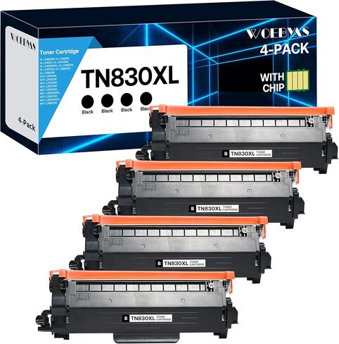 خرطوشة حبر TN830XL ​​متوافقة مع بديل Brother TN830XL ​​TN830 XL/V/R TN 830 لطابعات Brother DCP-L2640DW HL-L2460DW HL-L2480DW HL-L2400D HL-L2405W MFC-L2820DW (4 أسود) in Kuwait