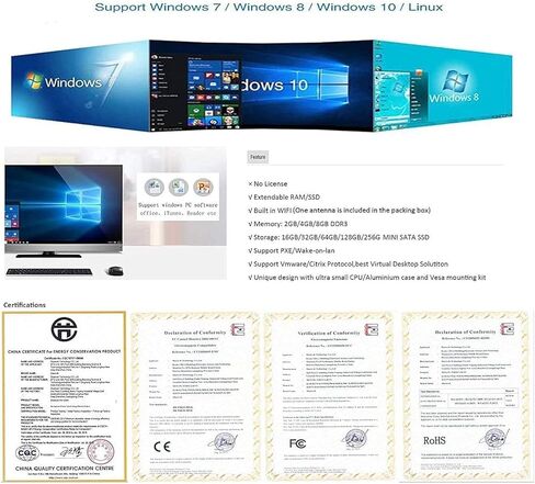كمبيوتر صغير بدون مروحة، AMD A4 6400T كمبيوتر صغير صناعي رباعي النواة يصل إلى 1.6 جيجا هرتز، 4G DDR3 64G SSD، شاشة مزدوجة، جيجابت إيثرنت، واي فاي، بلوتوث، USB 3.0 كمبيوتر مكتبي صغير بدون مروحة in Kuwait