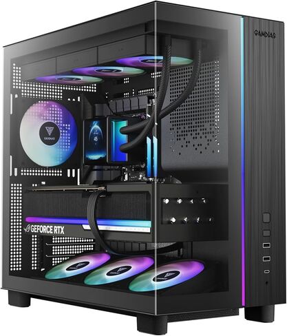 Gamdias Atlas M4 Mid-Tower Gaming PC Case, Mini-ITX, Micro-ATX, and ATX, 4x120mm PWM ARGB Fans, Adjustable Angle Lower Fan Mount, Front-Mounted PSU Design, Modular Tool Free in Kuwait