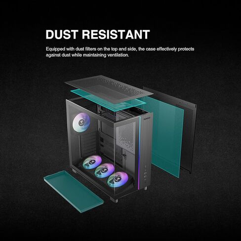 Gamdias Atlas M4 Mid-Tower Gaming PC Case, Mini-ITX, Micro-ATX, and ATX, 4x120mm PWM ARGB Fans, Adjustable Angle Lower Fan Mount, Front-Mounted PSU Design, Modular Tool Free in Kuwait