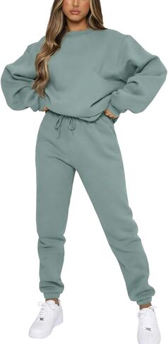 Alunzoem Jogger Sets for Women 2 Piece Sweatsuit Outfits Long Sleeve Pullover Sweatshirt Pants Set Tracksuit in Saudi Arabia