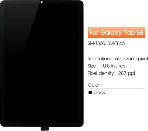 شاشة بديلة لشاشة الكمبيوتر اللوحي Samsung Galaxy Tab S6 لشاشة Samsung Tab S6 LCD SM-T860، SM-T865 أجزاء إصلاح مجموعة التحويل الرقمي التي تعمل باللمس (أسود) in Kuwait