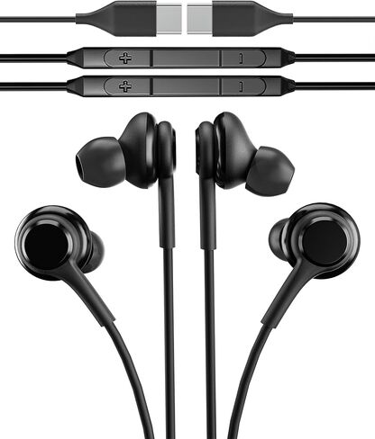 USB C Headphone with Microphone Type C Jack Earphones Wired Earbud (2Pack) Compatible for Samsung Galaxy S20 S21 S22 S23 Ultra Note 10 20 Z Flip Pixel 7 Pro Chromebook Computer Gaming Laptop in Kuwait
