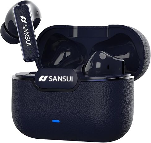 سماعات أذن SANSUI لاسلكية بلوتوث 5.4، سماعات رأس استريو مقاومة للماء ANC بخاصية إلغاء الضوضاء IPX4، عمر بطارية يصل إلى 28 ساعة، صوت جهير أعمق، ميكروفونات ENC، W28 (أبيض دولوميت) in Kuwait
