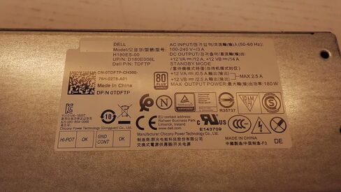 مصدر طاقة بقوة 180 واط لشركة Dell. أرقام أجزاء Dell المتوافقة WWM46 82DRM DP3DV لـ Dell Dell Optiplex 3050 5050 7050. أرقام الطراز L180ES-01، D180EPS-01 in Kuwait