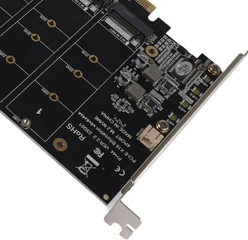 بطاقة محول M2 NVMe SSD إلى PCIE X16، بطاقة توسيع قارئ محول القرص الصلب 4 منافذ M مع 4 مؤشرات LED، تدعم بروتوكول PCIE 3 0, 4 0 (ph44) in Kuwait
