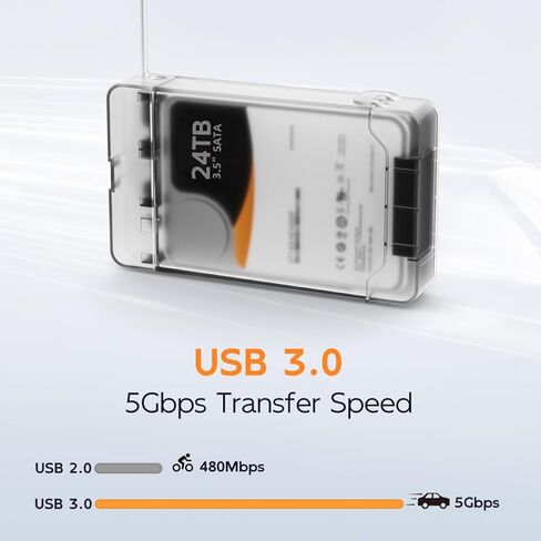 حاوية محرك الأقراص الصلبة الخارجية MAIWO 2.5 3.5 بوصة، محول كابل SATA إلى USB لمحركات الأقراص الصلبة SSD مقاس 2.5/3.5 بوصة، تدعم تخزين بطاقات SD 6 قطع وقارئ الأقراص المضغوطة، حتى 24 تيرابايت، 6 جيجابت في الثانية in Kuwait