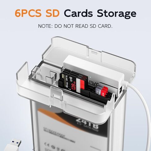 حاوية محرك الأقراص الصلبة الخارجية MAIWO 2.5 3.5 بوصة، محول كابل SATA إلى USB لمحركات الأقراص الصلبة SSD مقاس 2.5/3.5 بوصة، تدعم تخزين بطاقات SD 6 قطع وقارئ الأقراص المضغوطة، حتى 24 تيرابايت، 6 جيجابت في الثانية in Kuwait
