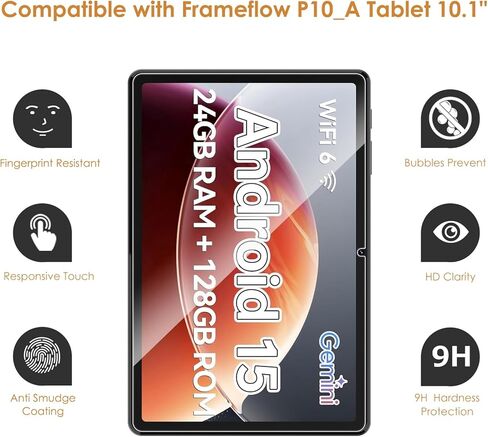 واقي شاشة Hianjoo مكون من قطعتين متوافق مع SHARECLOUD P10_T / Frameflow P10_A Tablet 10.1 بوصة، زجاج مقسى [وضوح HD] [9 صلابة] [مضاد للخدش] [سهل التركيب] in Kuwait