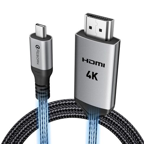 محول كابل Micro HDMI إلى HDMI من Reborn 4K، سلك مجدول من النايلون 4K@60 هرتز 6FT HDR لكاميرا DSLR، RPi، A6000، A6300، GoPro Hero إلى التلفزيون، بطاقة التقاط الفيديو، الكمبيوتر المحمول in Kuwait