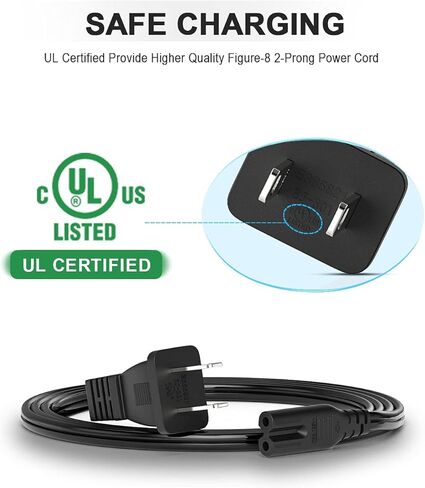 [UL Listed] AC Power Cord for PS5 PS4 PS3 PlayStation 4 Slim,Xbox One S/X,TV Replacement Power Cable for Samsung LG TCL Roku Toshiba LED LCD TV,HP Canon Epson Printer (3FT) in Kuwait