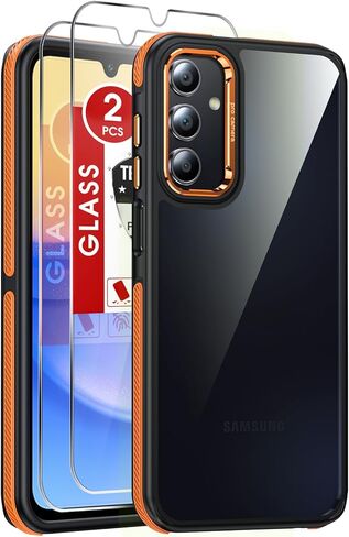 حافظة هاتف LeYi لهاتف Galaxy A15-5G: حماية من السقوط بدرجة عسكرية، مقبض مضاد للانزلاق، نحيف للغاية وشفاف، أزرار معدنية دقيقة لهاتف Android Samsung A 15 5G، برتقالي in Kuwait