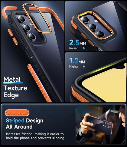 حافظة هاتف LeYi لهاتف Galaxy A15-5G: حماية من السقوط بدرجة عسكرية، مقبض مضاد للانزلاق، نحيف للغاية وشفاف، أزرار معدنية دقيقة لهاتف Android Samsung A 15 5G، برتقالي in Kuwait