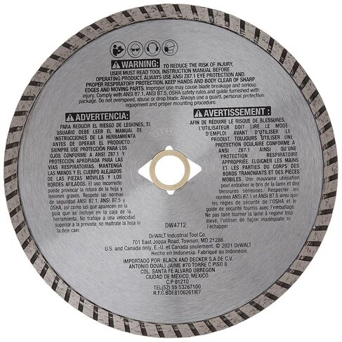 DEWALT Diamond Blade for Block and Brick, Dry/Wet Cutting, Continuous Rim, 7-Inch (DW4712) in Saudi Arabia