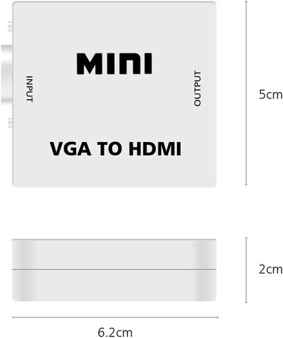 1080P VGA to HDMI Video Audio Converter Adapter with 3.5mm Audio Jack for PCs, HDTVs, Monitors, Projectors, Included USB Cable and Audio Cable in Kuwait