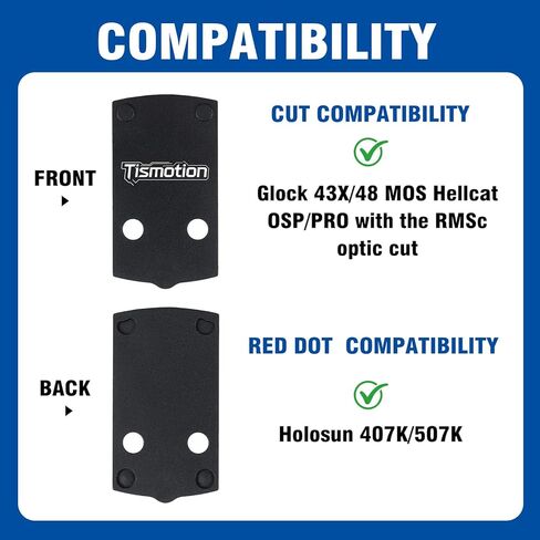لوحة محول متوافقة مع Holosun 407k 507k RMSc Footprint Red Dots، متوافقة مع Glock 43X/48 MOS in Kuwait