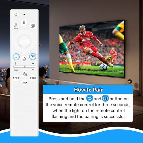 جهاز تحكم عن بعد صوتي بالطاقة الشمسية BN59-01391A لتلفزيون Samsung Frame، بلوتوث قابل لإعادة الشحن مع شحن بالطاقة الشمسية، متوافق مع تلفزيونات Samsung 2021-2023 Neo LED 4K الذكية، فائقة الدقة، 4 أزرار اختصار - أبيض in Kuwait