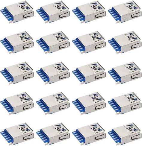 PCB USB موصل USB 3.0 أنثى جاك 4 دبوس 180 درجة كرة لولبية الحافة 20 قطعة، WuJuntool in Kuwait