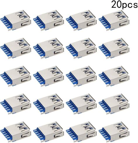 PCB USB موصل USB 3.0 أنثى جاك 4 دبوس 180 درجة كرة لولبية الحافة 20 قطعة، WuJuntool in Kuwait