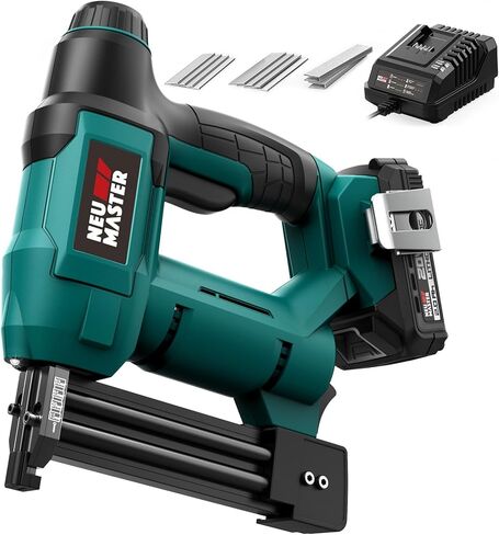 Cordless Nail Gun Battery Powered, NEU MASTER Battery Brad Nailer/Staple Gun NTC0023, 20V Max. 2.0Ah Battery and Charger Included for Upholstery, Woodworking and Carpentry in Saudi Arabia
