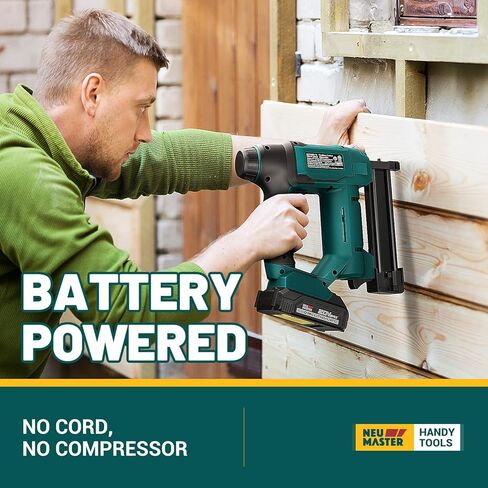 Cordless Nail Gun Battery Powered, NEU MASTER Battery Brad Nailer/Staple Gun NTC0023, 20V Max. 2.0Ah Battery and Charger Included for Upholstery, Woodworking and Carpentry in Saudi Arabia