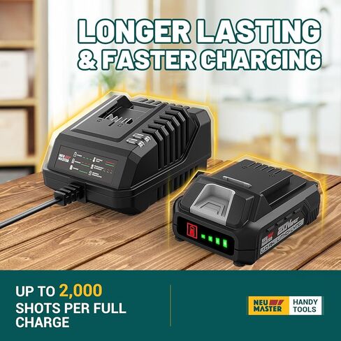 Cordless Nail Gun Battery Powered, NEU MASTER Battery Brad Nailer/Staple Gun NTC0023, 20V Max. 2.0Ah Battery and Charger Included for Upholstery, Woodworking and Carpentry in Saudi Arabia