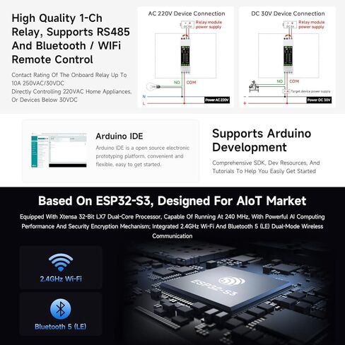 KLAYERS ESP32-S3 Industrial Control Board, Wi-Fi Relay, RS485/BLE/Wi-Fi Interfaces, Isolated Protection, DIN-Rail Housing for AIoT Applications in Kuwait