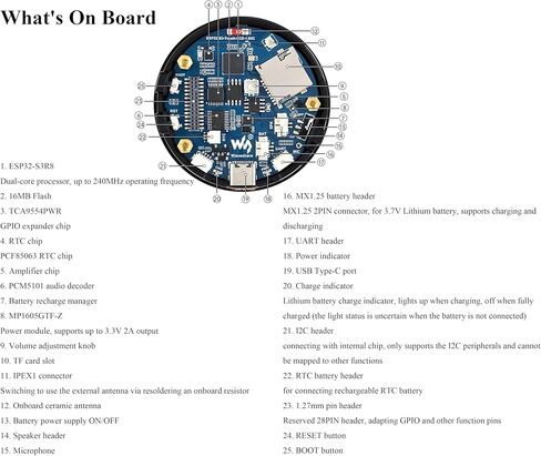 ESP32-S3 1.85inch Round Touch LCD Development Board, 360x360, Supports Wi-Fi & BLE 5, AI Speech, Smart Speaker Box, Support AI Interaction and Offline Voice Control, with Speaker Box in Kuwait
