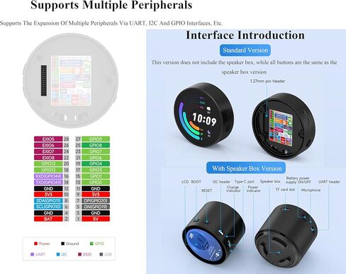 ESP32-S3 1.85inch Round Touch LCD Development Board, 360x360, Supports Wi-Fi & BLE 5, AI Speech, Smart Speaker Box, Support AI Interaction and Offline Voice Control, with Speaker Box in Kuwait