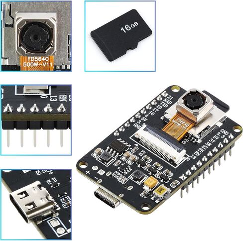 ESP32 CAM Development Board Kit with OV5640 5MP 72 Degree Camera Module | Dual-core 4MB Flash + 8MB SRAM 20Pin Type-C Port & CH340X Chip for Arduino Devkit in Kuwait