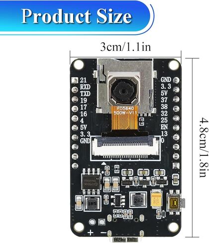 ESP32 CAM Development Board Kit with OV5640 5MP 72 Degree Camera Module | Dual-core 4MB Flash + 8MB SRAM 20Pin Type-C Port & CH340X Chip for Arduino Devkit in Kuwait
