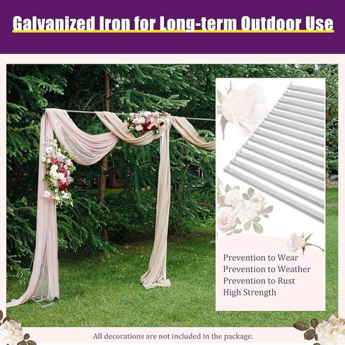 Heavy Duty Backdrop Stand, 10x20ft Adjustable Galvanized Iron Wedding Arch Backdrop Stand, 22.05LBS Load-Bearing Metal DIY Photo Background Frame for Wedding, Parties, Events & Photography - Silver in Kuwait