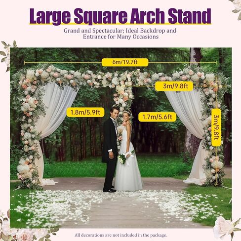 Heavy Duty Backdrop Stand, 10x20ft Adjustable Galvanized Iron Wedding Arch Backdrop Stand, 22.05LBS Load-Bearing Metal DIY Photo Background Frame for Wedding, Parties, Events & Photography - Silver in Kuwait