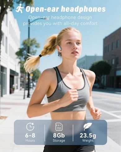 سماعات سباحة ANSTEN، سماعات أذن توصيل العظام IP68 مقاومة للماء، سماعات سباحة 8 جيجا مشغل MP3 تحت الماء، سماعات بلوتوث 5.4 مفتوحة للأذن للسباحة والجري وركوب الأمواج in Kuwait