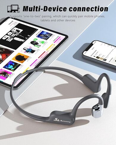 سماعات سباحة ANSTEN، سماعات أذن توصيل العظام IP68 مقاومة للماء، سماعات سباحة 8 جيجا مشغل MP3 تحت الماء، سماعات بلوتوث 5.4 مفتوحة للأذن للسباحة والجري وركوب الأمواج in Kuwait