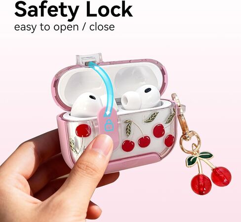 متوافق مع حافظة AirPods Pro 3 مع قفل أمان، غطاء حافظة AirPods Pro 3 جميل وجميل مع سلسلة مفاتيح، حافظة ناعمة من مادة TPU الواقية مضادة للصدمات للنساء والفتيات in Kuwait