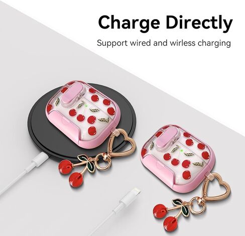 متوافق مع حافظة AirPods Pro 3 مع قفل أمان، غطاء حافظة AirPods Pro 3 جميل وجميل مع سلسلة مفاتيح، حافظة ناعمة من مادة TPU الواقية مضادة للصدمات للنساء والفتيات in Kuwait