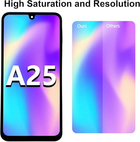 لهاتف Samsung Galaxy A25 5G A256U استبدال الشاشة مع الإطار مع سماعة الأذن ومكبر الصوت الجانبي وزر الصوت ومحرك الاهتزاز وشاشة LCD Incell التي تعمل باللمس ومجموعات إصلاح مجموعة المحول الرقمي in Kuwait