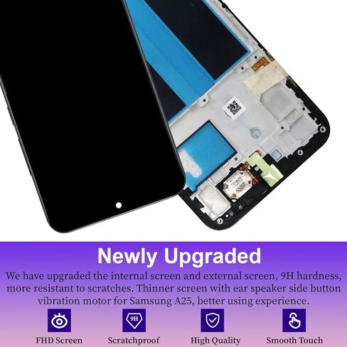 لهاتف Samsung Galaxy A25 5G A256U استبدال الشاشة مع الإطار مع سماعة الأذن ومكبر الصوت الجانبي وزر الصوت ومحرك الاهتزاز وشاشة LCD Incell التي تعمل باللمس ومجموعات إصلاح مجموعة المحول الرقمي in Kuwait