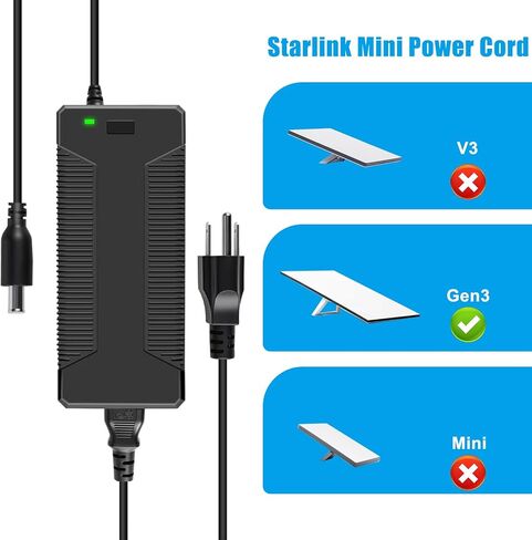مصدر طاقة 57 فولت لجهاز توجيه Starlink Gen، متوافق مع نماذج Starlink Gen 3 (Rev 4)، يوفر 57 فولت عند 3.42 أمبير لمعيار Starlink Gen 3 in Kuwait
