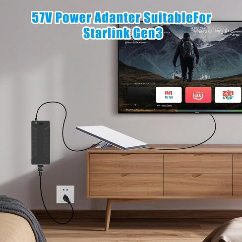 مصدر طاقة 57 فولت لجهاز توجيه Starlink Gen، متوافق مع نماذج Starlink Gen 3 (Rev 4)، يوفر 57 فولت عند 3.42 أمبير لمعيار Starlink Gen 3 in Kuwait