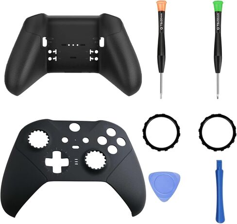 غطاء الإسكان الأمامي والخلفي من Black Elite 2 متوافق مع وحدة التحكم Xbox Elite Series 2 - مجموعة استبدال غطاء الإسكان مع حلقتين وأدوات إصلاح in Kuwait