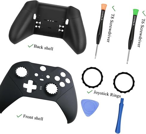 غطاء الإسكان الأمامي والخلفي من Black Elite 2 متوافق مع وحدة التحكم Xbox Elite Series 2 - مجموعة استبدال غطاء الإسكان مع حلقتين وأدوات إصلاح in Kuwait
