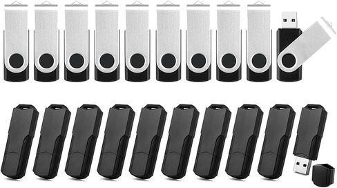 محرك أقراص فلاش 16 جيجابايت 10 حزم و16 جيجابايت محرك أقراص USB 10 حزم، تصميم دوار USB 2.0 محرك إبهام USB للنسخ الاحتياطي لتخزين البيانات، عصا ذاكرة USB محمولة، محركات أقراص القفز مع أغطية غبار قابلة للإزالة in Kuwait